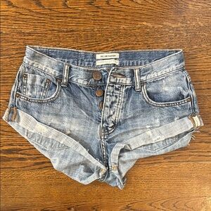 One Teaspoon Blue Jean Shorts Distressed Vintage Style